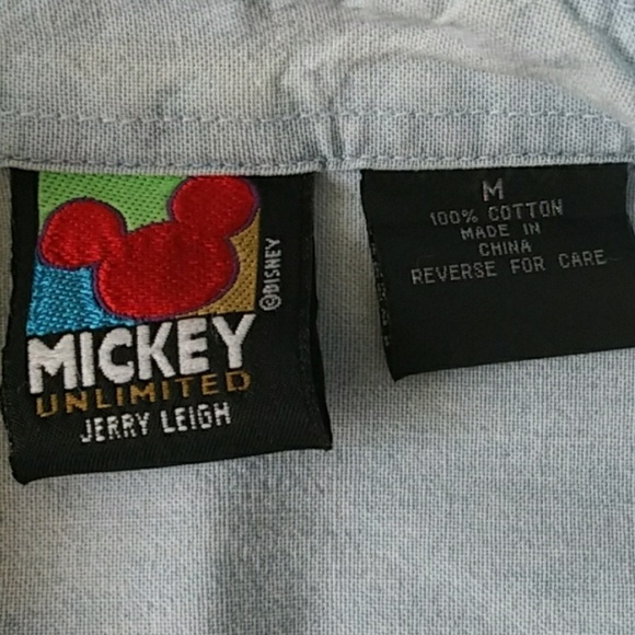 Vintage Mickey Unlimited denim chambray red sz M embroidered‎ button down shirt - Picture 2 of 8